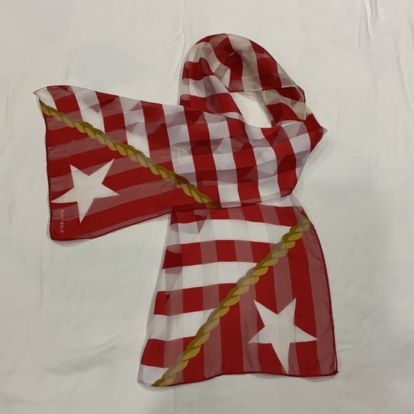 Elaine Gold red and white nautical oblong scarf - Picture 3 of 3